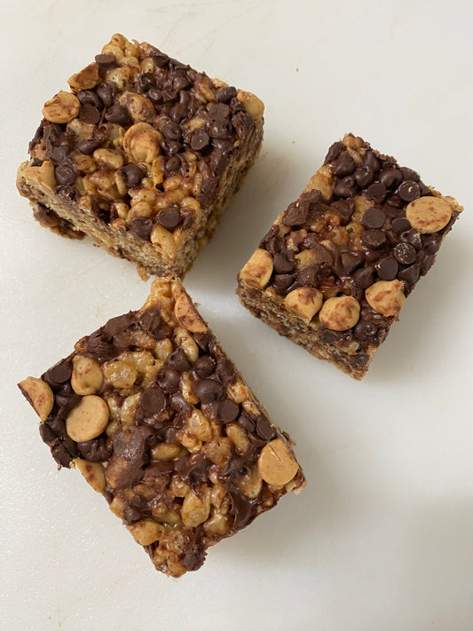 Peanut Butter and Chocolate Rice Cereal Bars